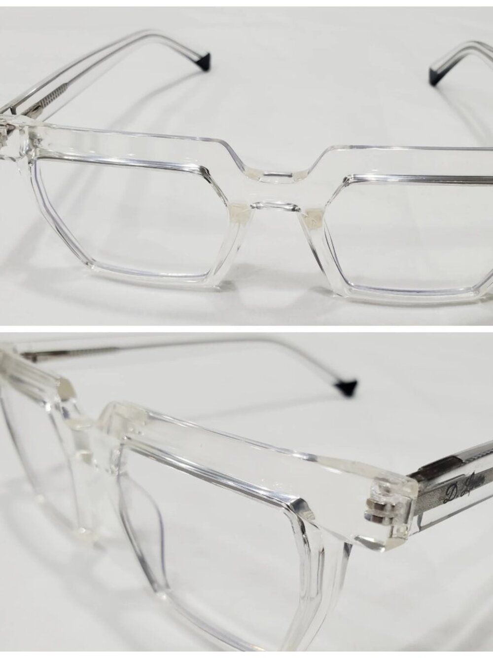 D. Lanier Eyewear Charle Clear Geometric Glasses Black Tip